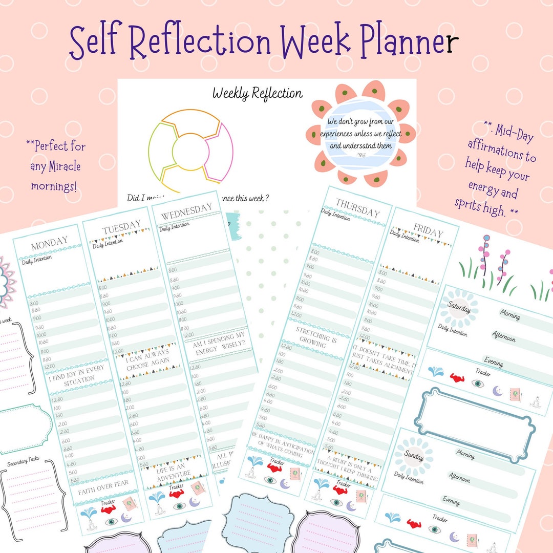 Self Reflection Weekly Planner Reflection Journal Happy Planner Printable Goodnotes Planner Disc ...