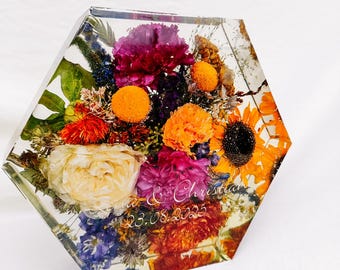 Dein Brautstrauß für die Ewigkeit Brautstrauß Konservierung Hexagonform XL mit / ohne Schrift Hochzeit Braut Brautstrauß AUF BESTELUNG