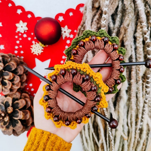 Haarspangen Set 2 Stück mit Holzperlen Dreads Dreadlocks Schmuck Haarnadel Haarstab Haarspange Haarklammer Wald Echos