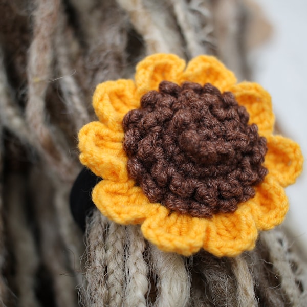 Sunflower Haargummi - Haargummi mit Sonnenblumen Blumen Haargummi Sonnenblume Haarschmuck Dreads Rastalocken Hippie Gehäkelt Handarbeit