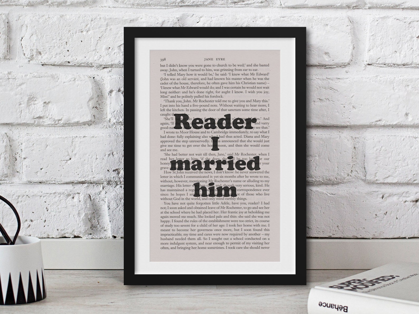 Reader I Married Him Quote Printed on Jane Eyre Book Page Etsy