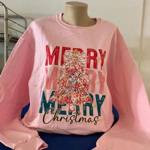 Frohe Weihnachten Sweatshirt: Rosa Urlaub Rundhalsausschnitt