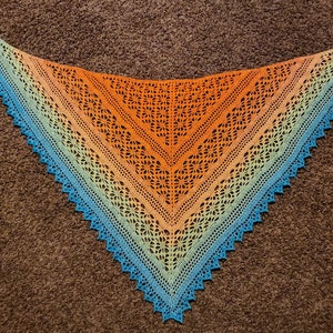 Autumn Bloom Shawl in Rainbow / Handmade floral lace crochet / 60" wide / 100% cotton / Looks great as a scarf!