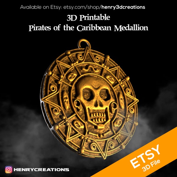3D Printable Pirates of The Caribbean Medallion. 3D File. Highly detailed model. Pirate costume.