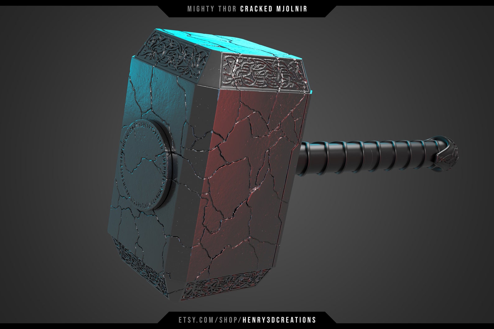 Cracked Mjolnir. 3D Printable STL File. Mighty Thor Hammer. Etsy Denmark