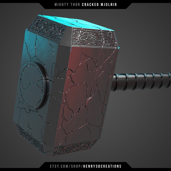 Gebrochener Mjölnir Thorshammer. 3D druckbare STL Datei. Mächtiger Thorshammer. Massive und Hohle Ausführung.