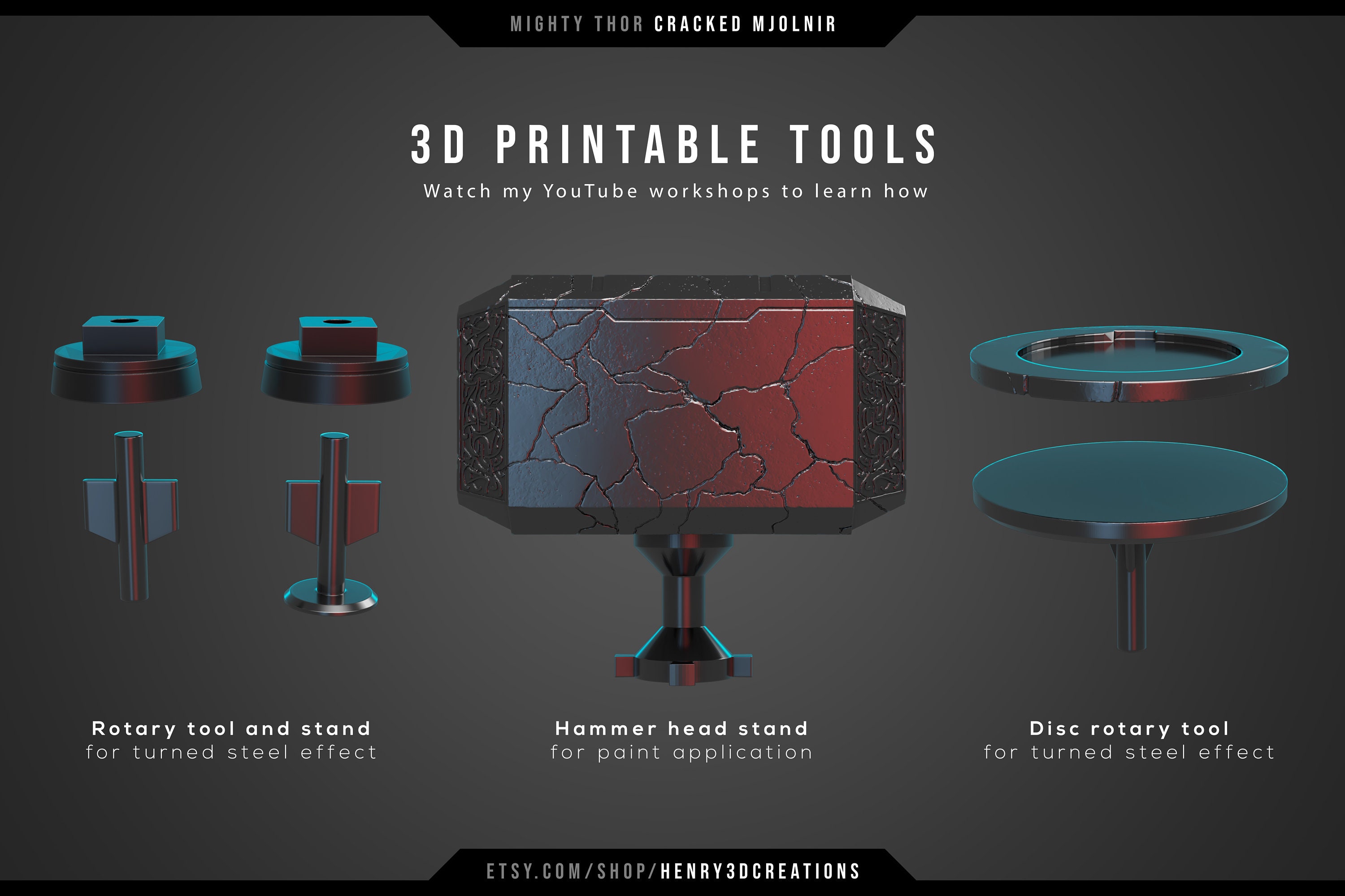 Cracked Mjolnir Thor Hammer. 3D Printable STL File. Mighty Etsy UK