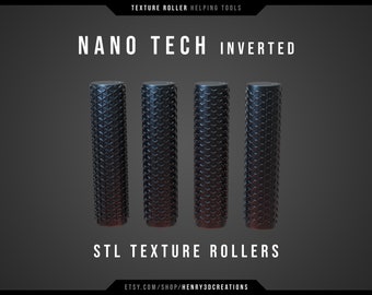 Texture Roller Inverted Nanotech for Cosplay. STL file to print. 3D printing. Eva foam, clay, leather.