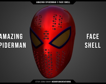 Amazing Spider Man 1 Face Shell STL printable 3D file. Spider Face Mask. Accurate and with different lense options.