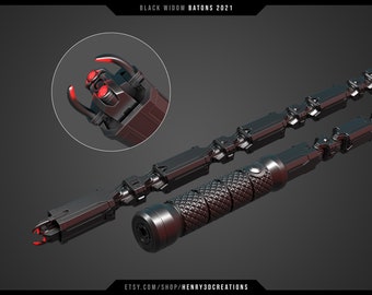 3D Printable LED Black Widow Batons (2021). Super accurate STL Files.