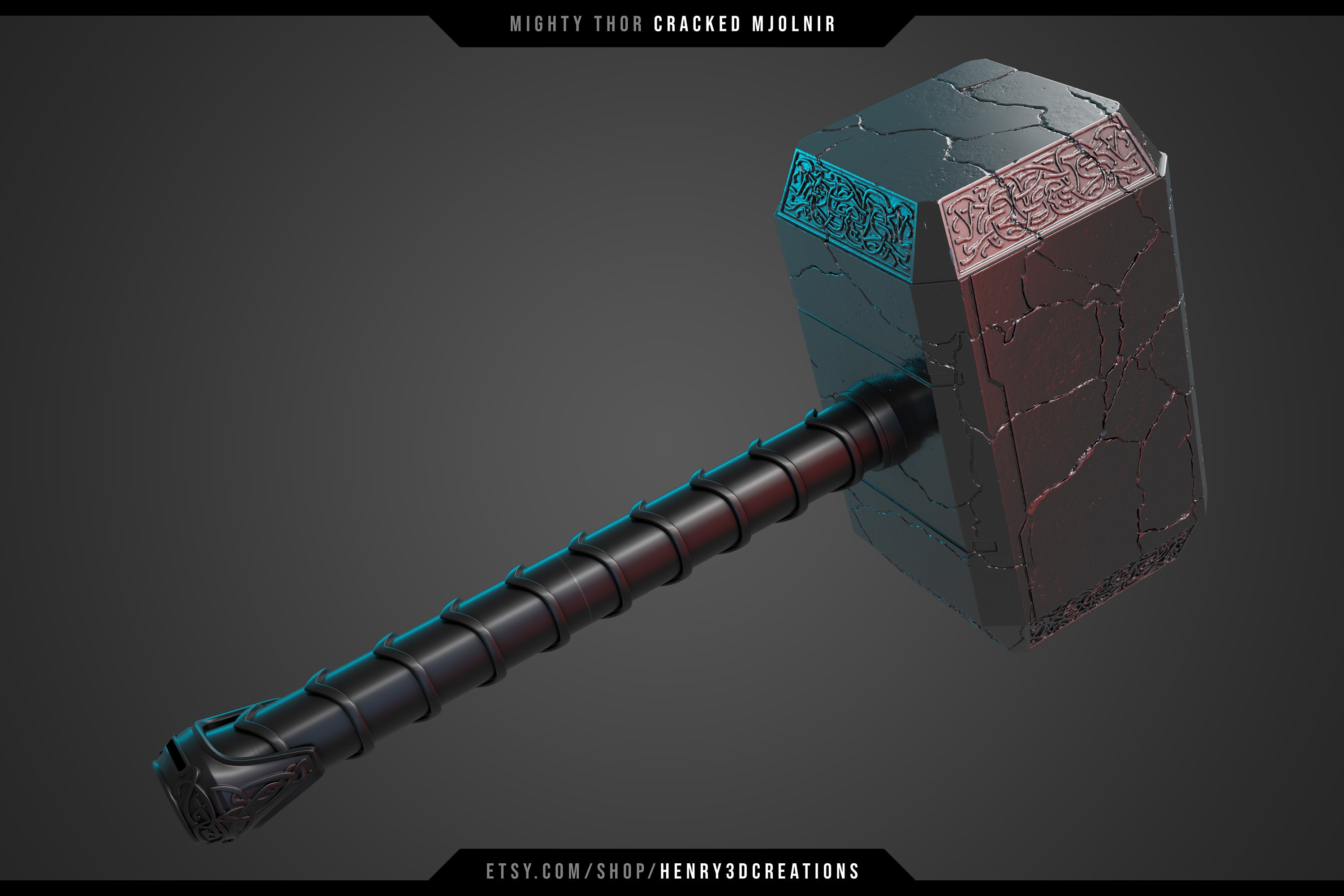 Cracked Mjolnir Thor Hammer. 3D Printable STL File. Mighty Etsy UK