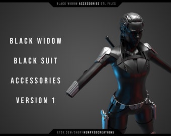 3D Printable STL Black Widow Black Suit Accessories. Inspired by 2021 movie. STL files.