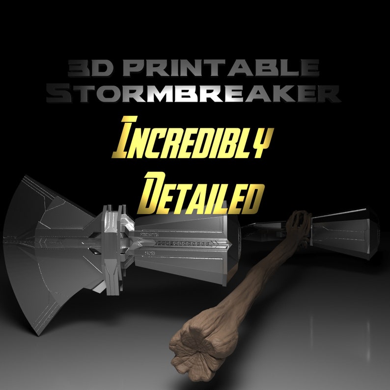 Stormbreaker Ultra Detailed 3D STL Model for Cosplay. Incredibly Accurate, 1:1 With realistic wood texture image 4