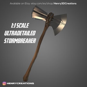 Stormbreaker Ultra Detailed 3D STL Model for Cosplay. Incredibly Accurate, 1:1 With realistic wood texture image 1