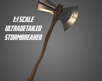 Stormbreaker Modelo STL 3D ultra detallado para cosplay. Increíblemente preciso, 1:1 con textura de madera realista