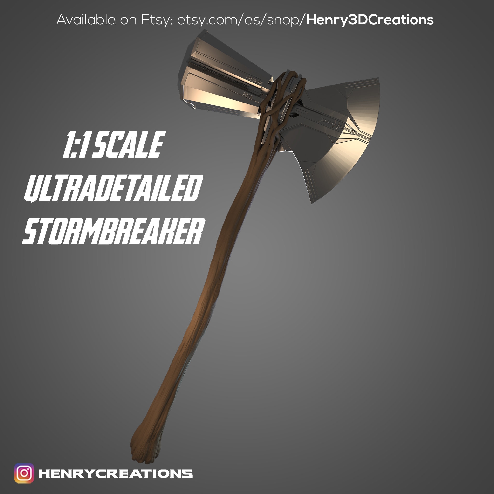 Stormbreaker Ultra Detailed 3D STL Model for Cosplay. Incredibly Accurate, 1:1 With realistic wood texture