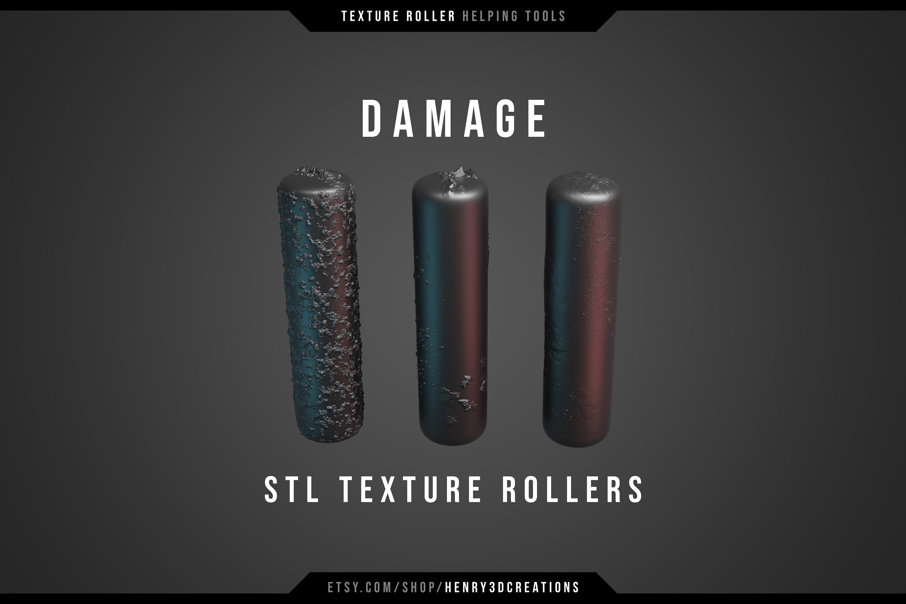 Texture Roller Damage texture for Cosplay. STL file to print. 3D ...