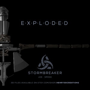 Stormbreaker. LEDs Smoke. 3D Printable Thor Axe. Interior Files Only image 6