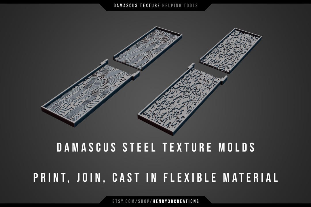 Damascus Steel Texture STL Printable Mold for Silicone/rubber Castings. Use It as a Stamp. 3D ...