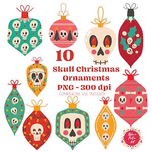 Skull Christmas Ornament Clipart, Creepy Christmas png, Christmas png, Digital Download, Christmas clipart, Christmas Ornament png