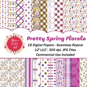 Floral Digital Paper Pack, Flower Digital Paper Pack, Commercial Use, Digital Download, Floral Paper, Digital Background, Spring Patterns