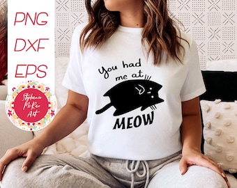Meow Cat SVG で私を魅了、面白いシャツデザイン（デジタルダウンロード）