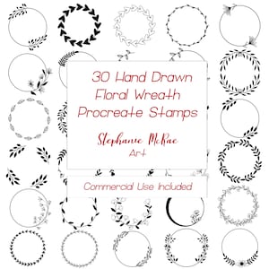 Procreate Floral Wreath Stamps l Floral Procreate Stamps l Botanical Procreate Stamp l Digital Stamp Brush l Doodle Stamps