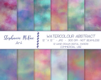 Aquarel abstracte digitale papierset (commercieel gebruik) (digitale download)