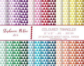 Rainbow Triangle Pattern Digital Paper, Commercial Use (Digital Download)