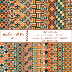 Retro Digital Paper Pack, Digital Download, Instant Download, Retro Paper, Digital Scrapbooking, Digital Background