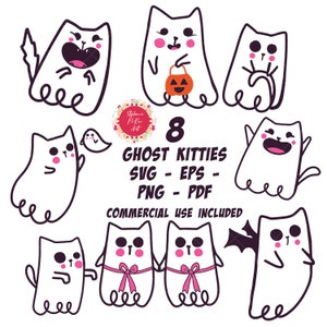 Ghost Cat SVG Bundle - Halloween Cat SVG Bundle - Cute Cat SVG - Digital Download - Cat Clipart - Cat svg