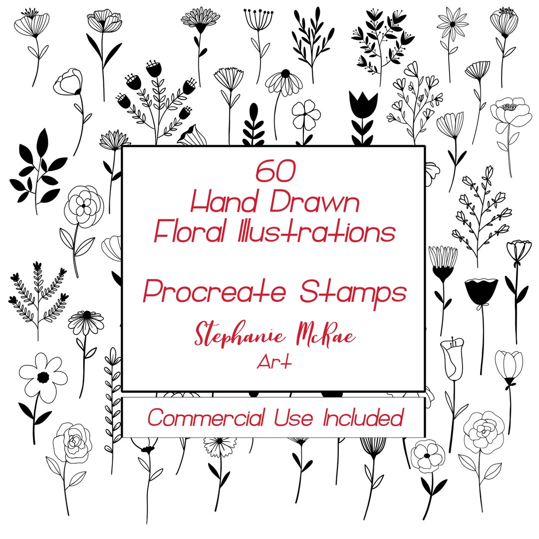 Procreate Flower Stamps L Floral Procreate Stamps L Botanical Procreate ...