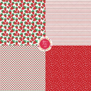 Strawberry Digital Paper Pack, Summer Background, Summer Sublimation, Summer Fruit Paper, Digital Download image 8