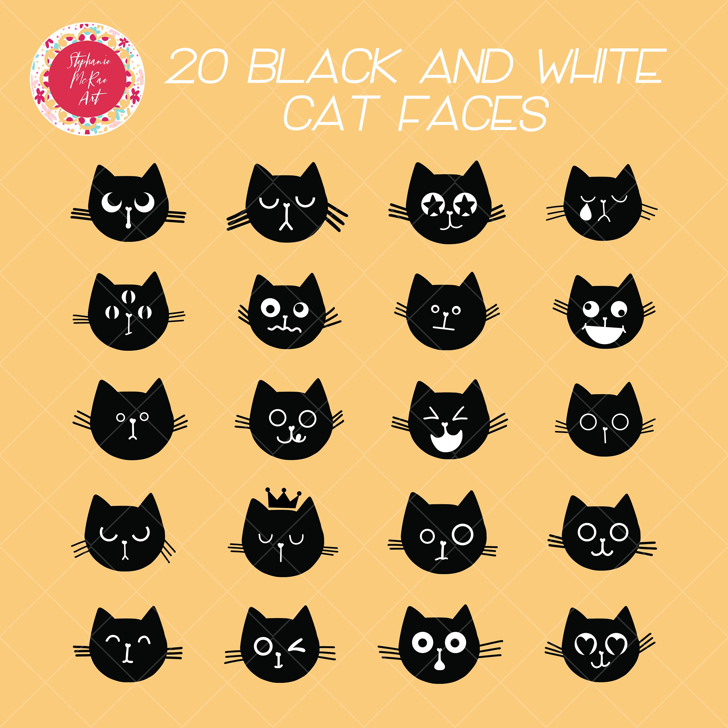 Black Cat Face Svg Bundle Cat Emojis Cat Svg Black Cat Png | Etsy