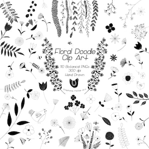 Flower Clip Art, Flower Doodle Clip Art, Commercial Use, Hand Drawn Clip Art, Floral Digital Stamps, Digital Download, Flower Sublimation