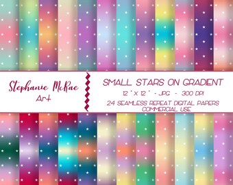 Papel digital de estrellas con degradado, fondos sin costuras (descarga digital)