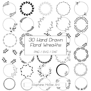 Wreath svg bundle l Floral Wreath svg l Circle svg bundle l wreath monogram svg l circle frame l hand drawn wreath svg l cricut wreath svg