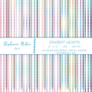 Small Gradient Hearts Digital Paper, Commercial Use, Digital Download, Valentine Hearts, Rainbow Hearts