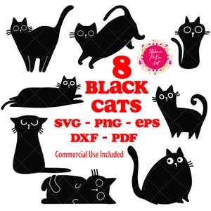 Black Cat SVG Bundle - Black Cat Digital Download - Cute Black Cat svg - Cat Clip Art