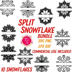 Split Snowflake SVG Bundle, Winter Clipart (Digital Download)