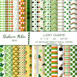 St. Patrick&#39;s Day Digital Paper, Commercial Use, Holiday Download, Leprechaun Download, Digital Download