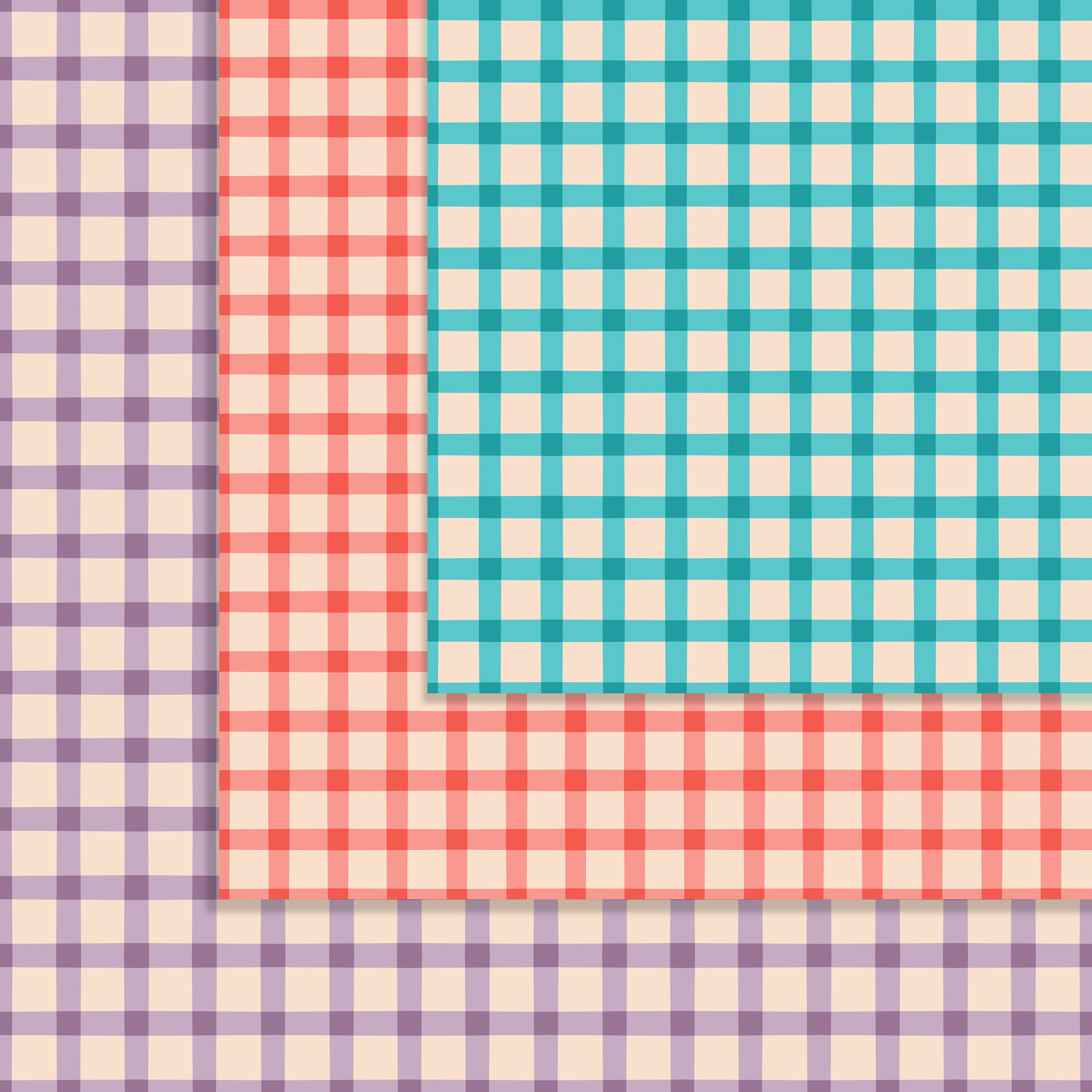 Pastel Gingham Digital Paper Pack, Checkered Planner Papers (digital ...