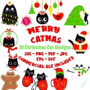 Weihnachten Katze SVG Bundle, Weihnachten svg Bundle, Catmas svg, Weihnachten png Bundle, Weihnachten Sublimation