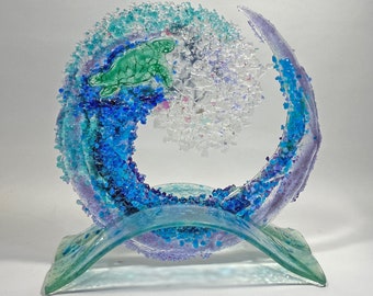 12 inch Turtle Wave on glass arched stand