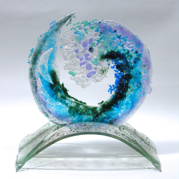 12 Inch Spiral Glass Wave with Stand