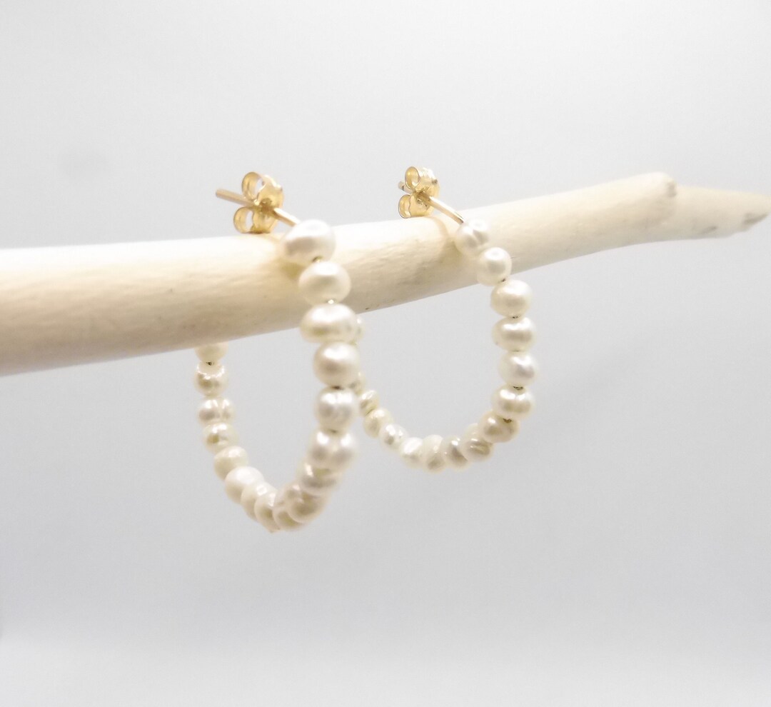 Cultured Pearl Hoop Earrings  Gift for Her - Etsy