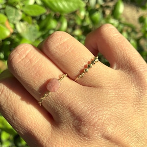 Tourmaline chain ring - Gold-filled gold ring - Gift for her