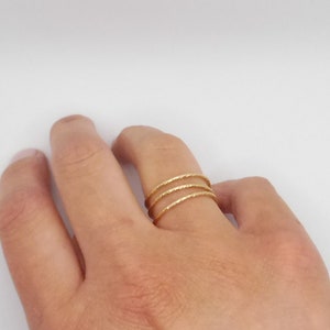 Triple row gold-filled ring