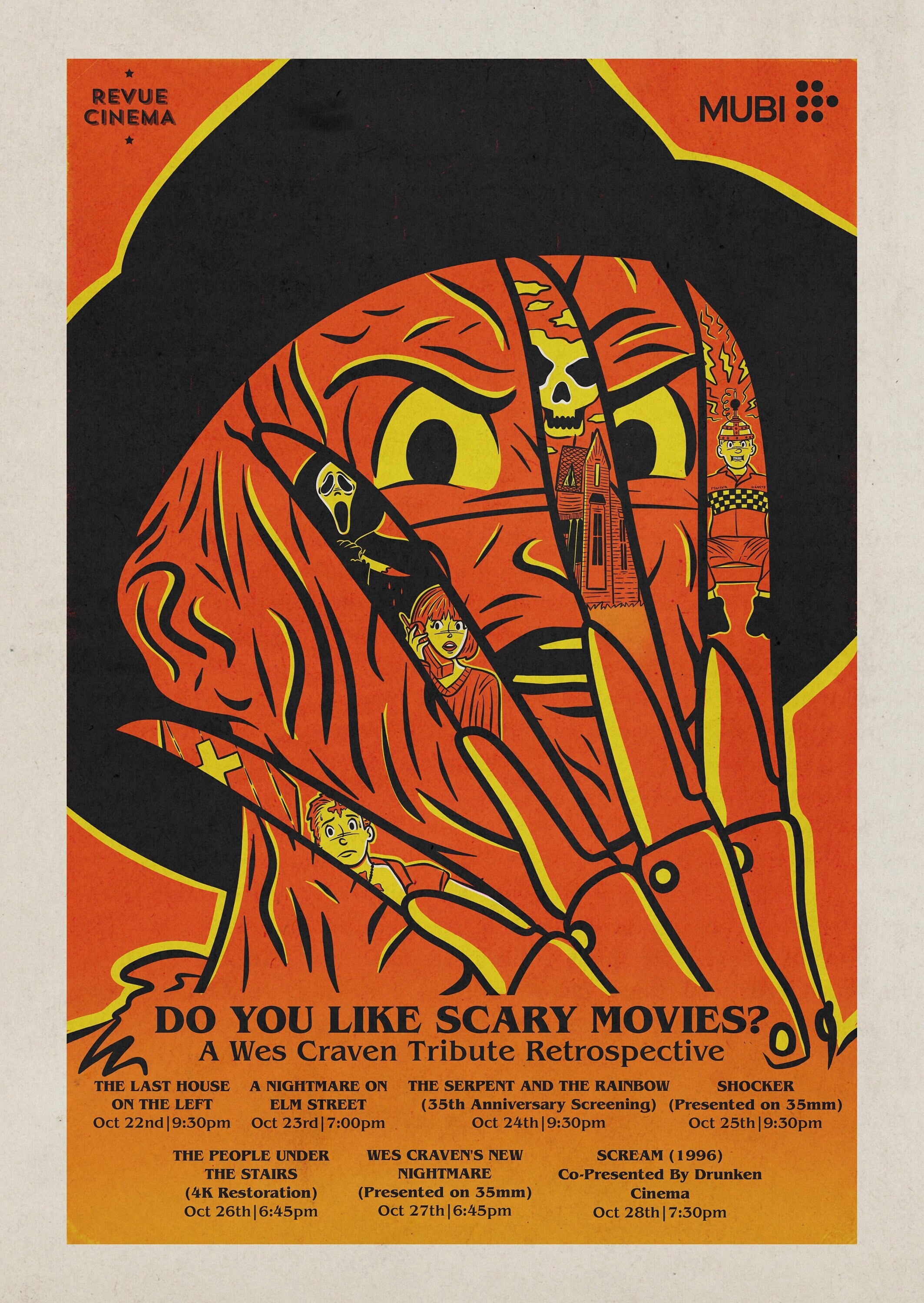 Orange Tint A3 Wes Craven Retrospective Poster for Revue Cinema Screening | Signed