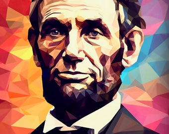 Abraham Lincoln - Afdrukbaar schilderij - American Collection - Digitaal schilderen Art Print, Wall Art Digital Download